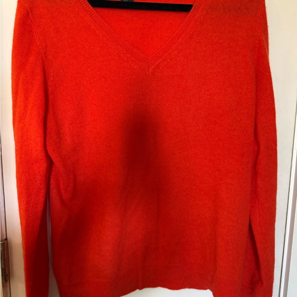 Classic Women's V-Neck Sweater in Orange